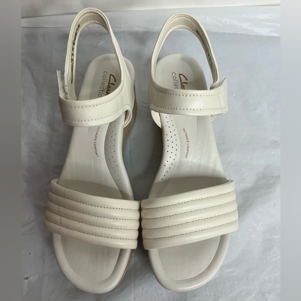 Clarks Collection Women's Leather Wedges Chelseah Gem Ivory